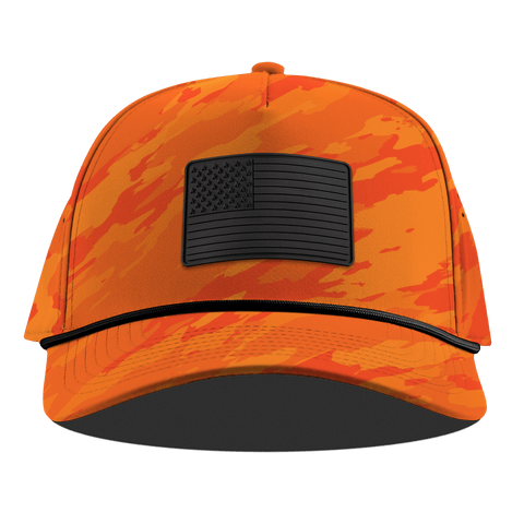 Onyx Old Glory Curved 5 Panel Rope Blaze Orange Camo