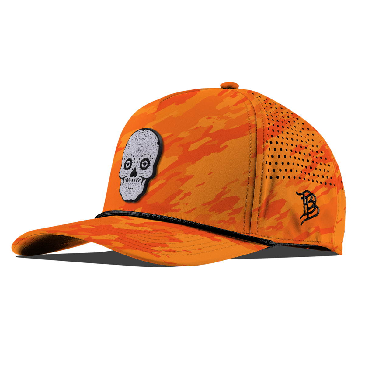 Sugar Skull PVC Curved 5 Panel Rope Blaze Orange Camo