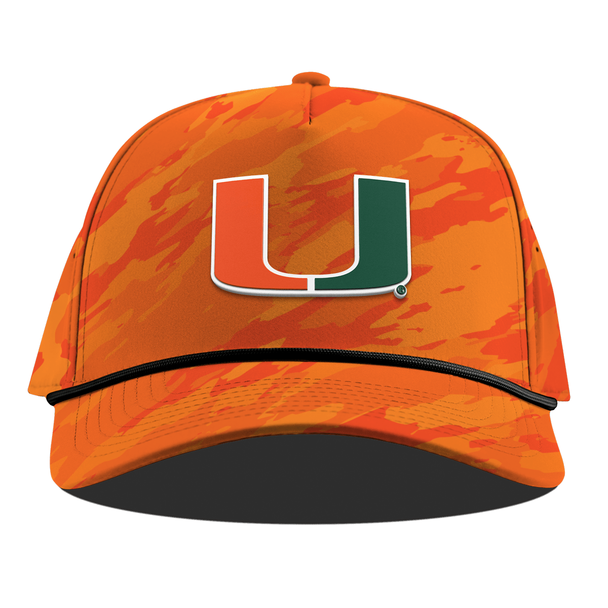 University of Miami "Miami Team Logo" Curved 5 Panel Rope Blaze Orange Camo