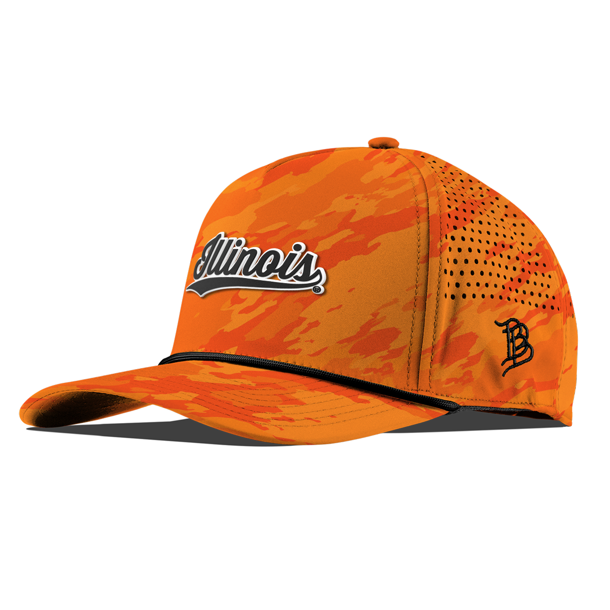 University of Illinois "Vintage Illinois Script" Curved 5 Panel Rope Blaze Orange Camo