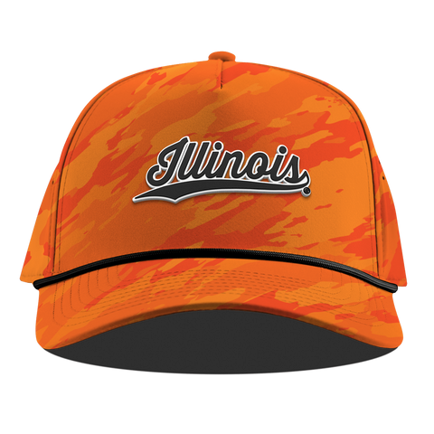 University of Illinois "Vintage Illinois Script" Curved 5 Panel Rope Blaze Orange Camo