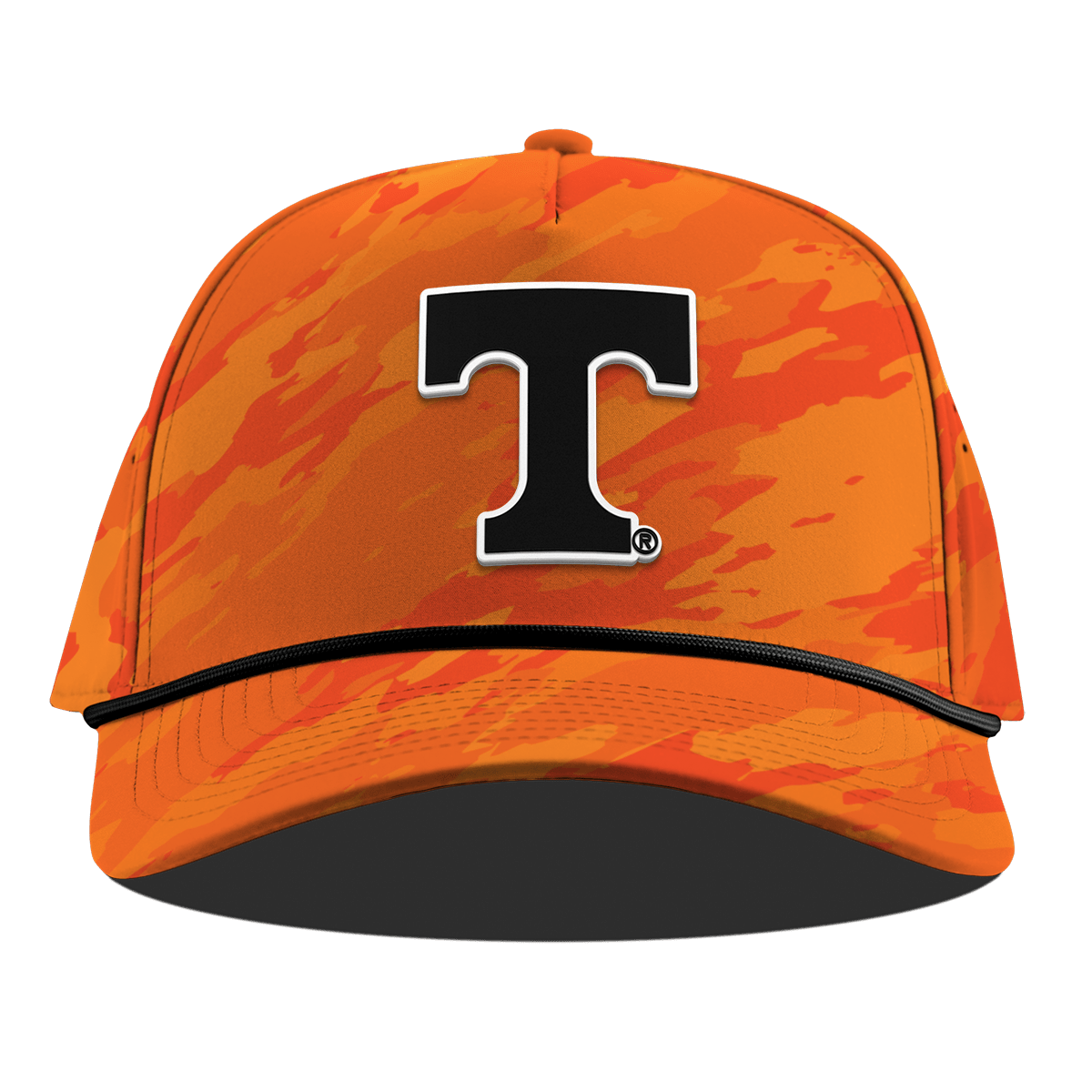 University of Tennessee "Vintage Tennessee Block" Curved 5 Panel Rope Blaze Orange Camo