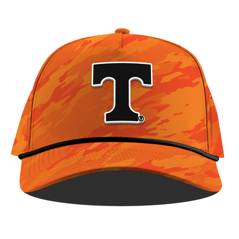 University of Tennessee "Vintage Tennessee Block" Curved 5 Panel Rope Blaze Orange Camo
