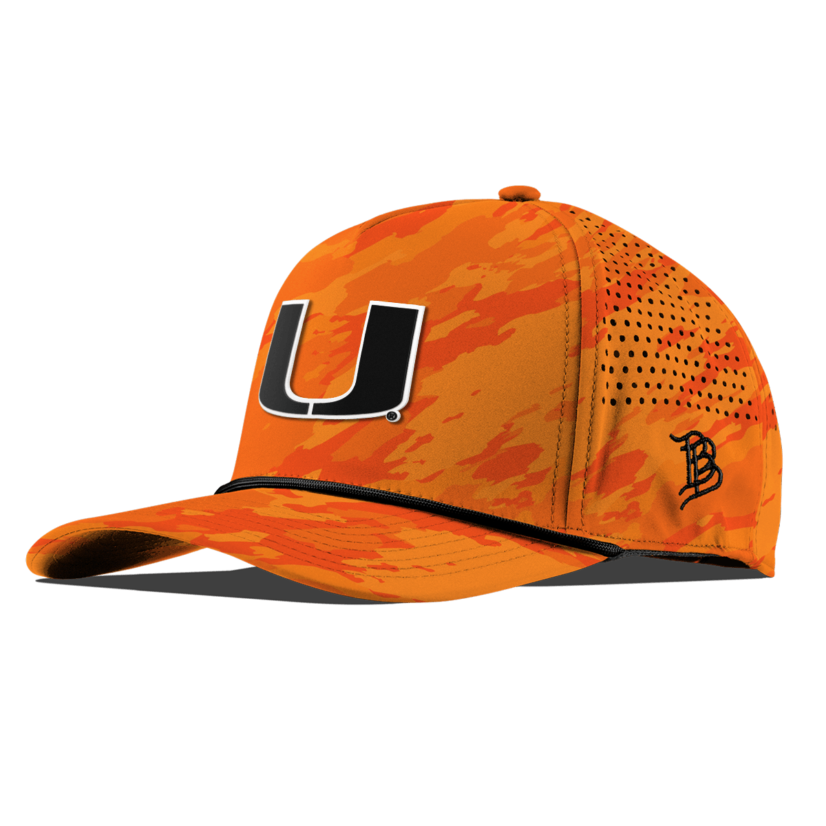 University of Miami "Vintage Miami Team Logo" Curved 5 Panel Rope Blaze Orange Camo