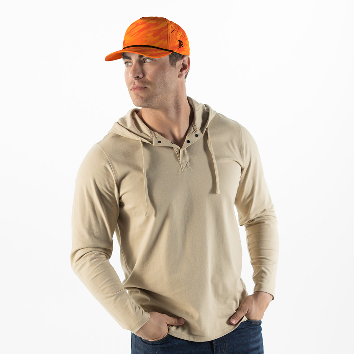 Bare Curved 5 Panel Rope Blaze Orange Camo