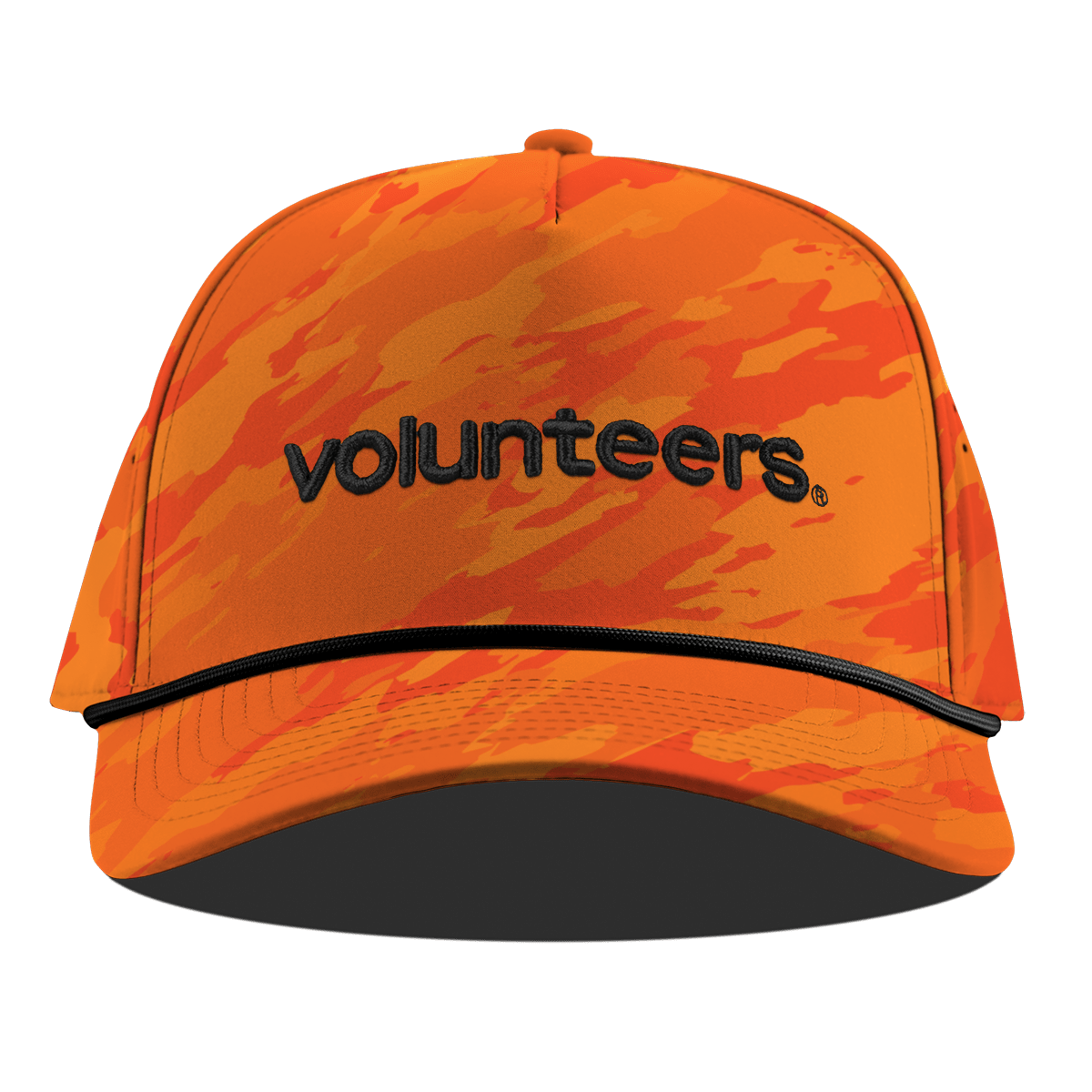 University of Tennessee "volunteers." Curved 5 Panel Rope Blaze Orange Camo