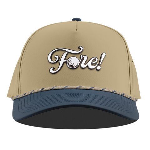 Fore! Script Curved 5 Panel Rope Desert/Orion