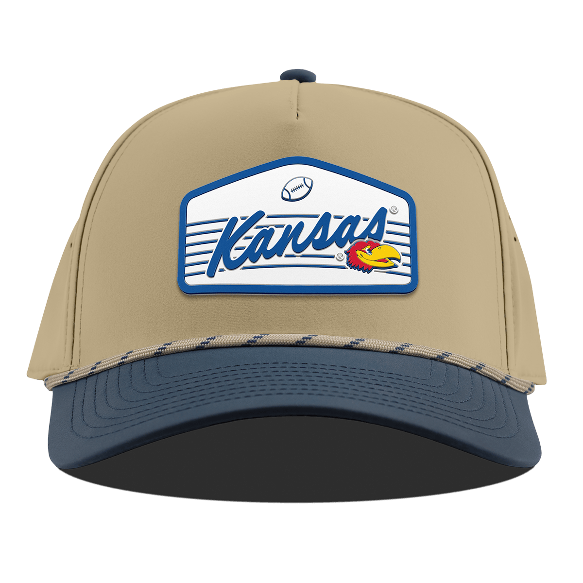 University of Kansas "Jayhawks Football" Curved 5 Panel Rope Desert/Orion