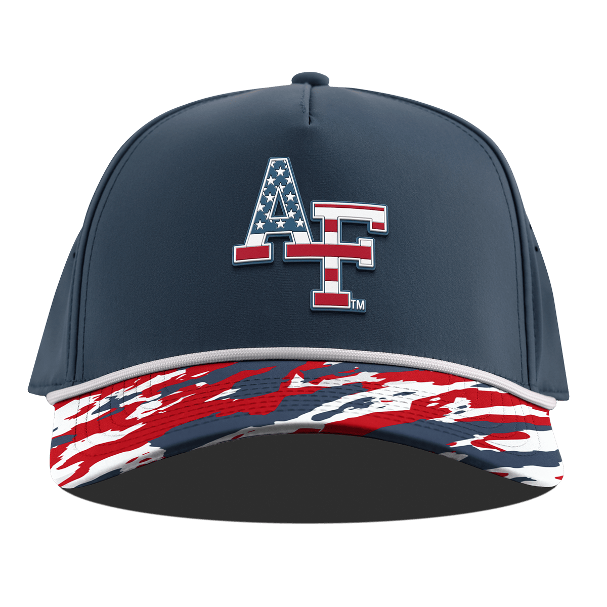 Air Force Academy "Air Force Stars & Stripes" Curved 5 Panel Rope Orion/USA Camo + White Rope