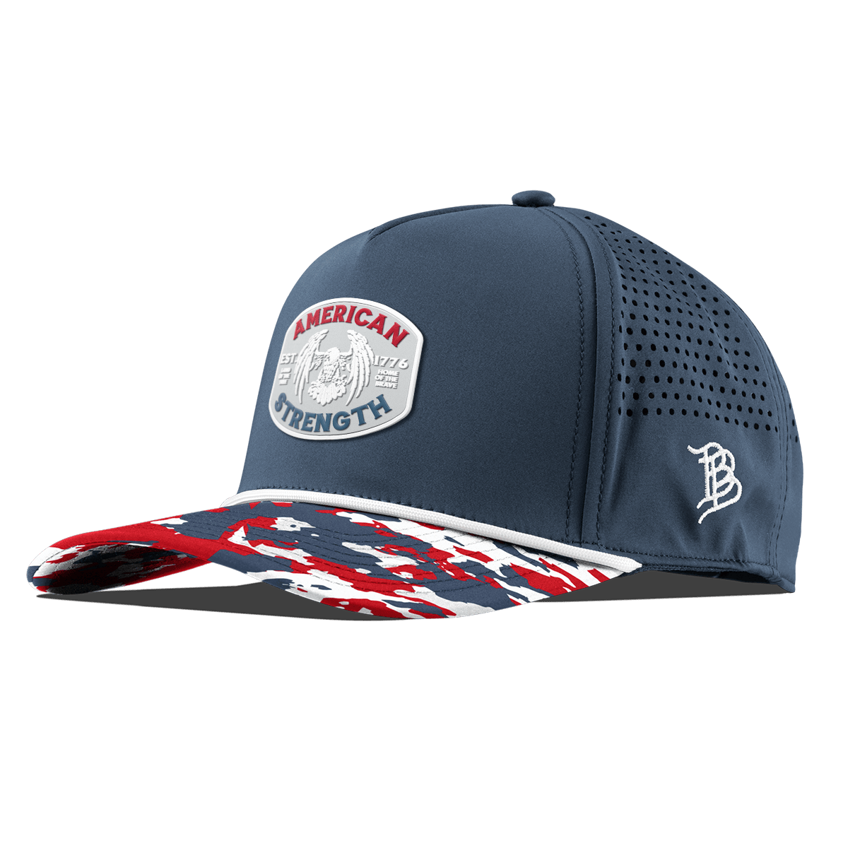American Strength USA Curved 5 Panel Rope Orion/USA Camo + White Rope