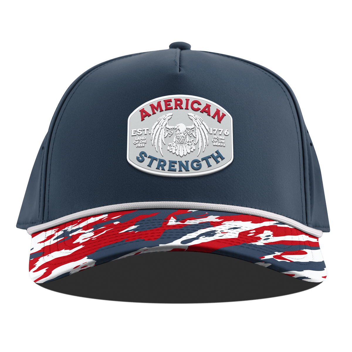 American Strength USA Curved 5 Panel Rope Orion/USA Camo + White Rope