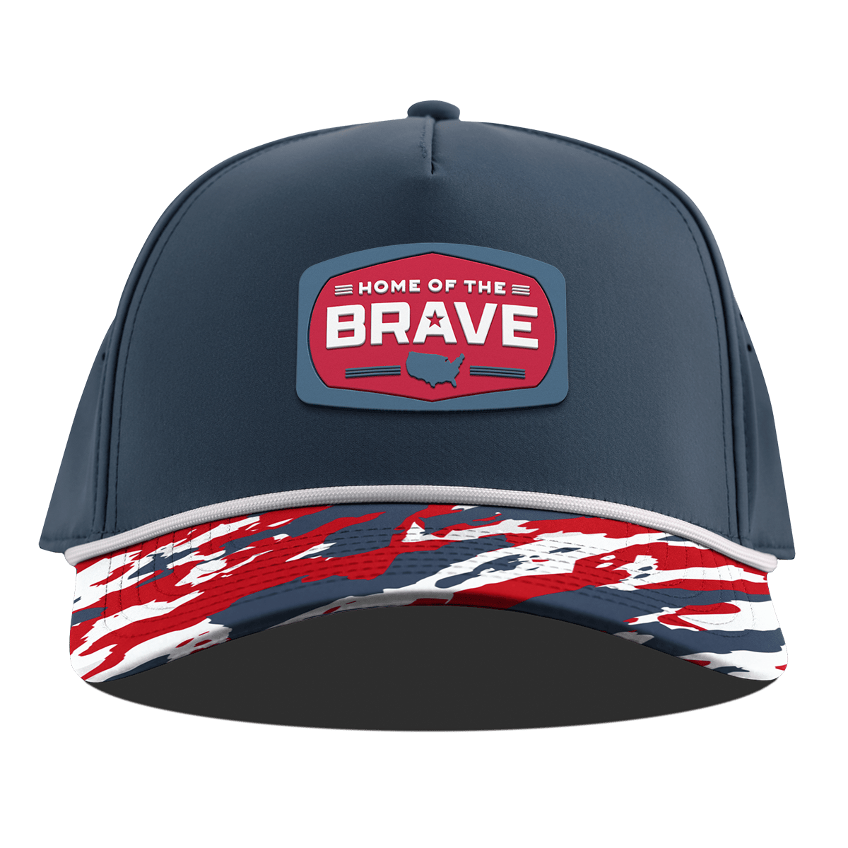 Home of the Brave Curved 5 Panel Rope Orion/USA Camo + White Rope