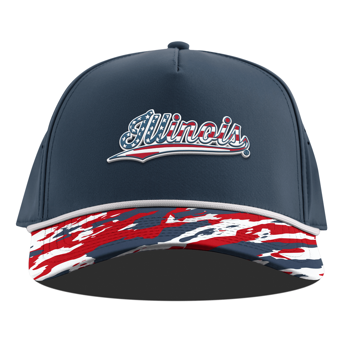 University of Illinois "Illinois Stars & Stripes" Curved 5 Panel Rope Orion/USA Camo + White Rope