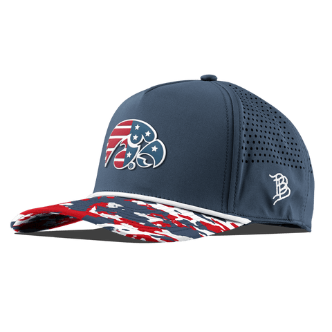 University of Iowa "Iowa Stars & Stripes" Curved 5 Panel Rope Orion/USA Camo + White Rope