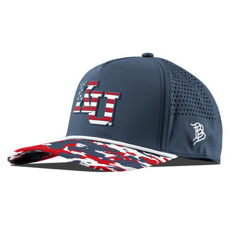 University of Kansas "Kansas Stars & Stripes" Curved 5 Panel Rope Orion/USA Camo + White Rope