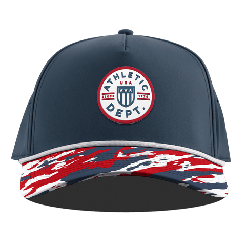 Liberty Letterman Curved 5 Panel Rope Orion/USA Camo + White Rope