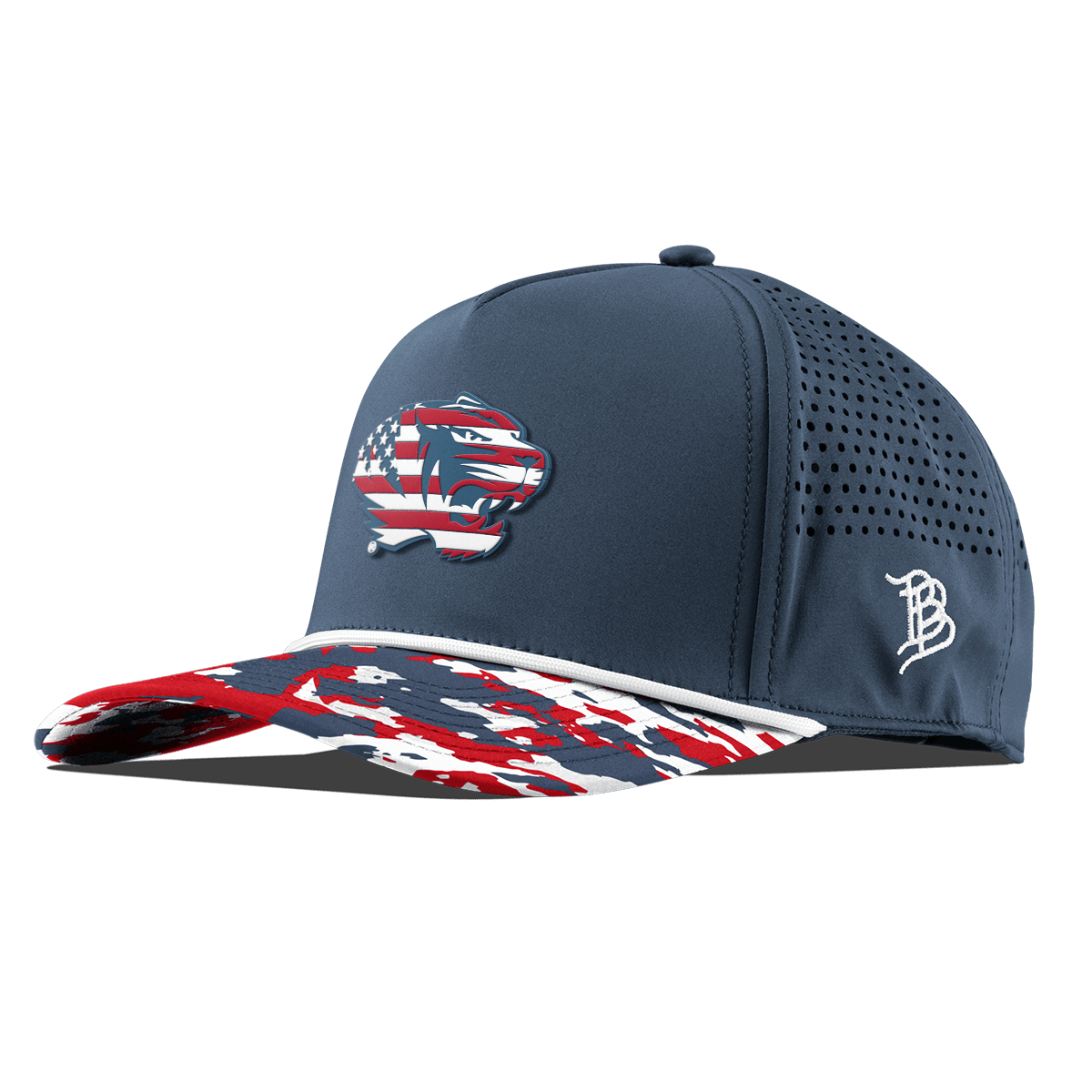 University of Missouri "Missouri Stars & Stripes" Curved 5 Panel Rope Orion/USA Camo + White Rope