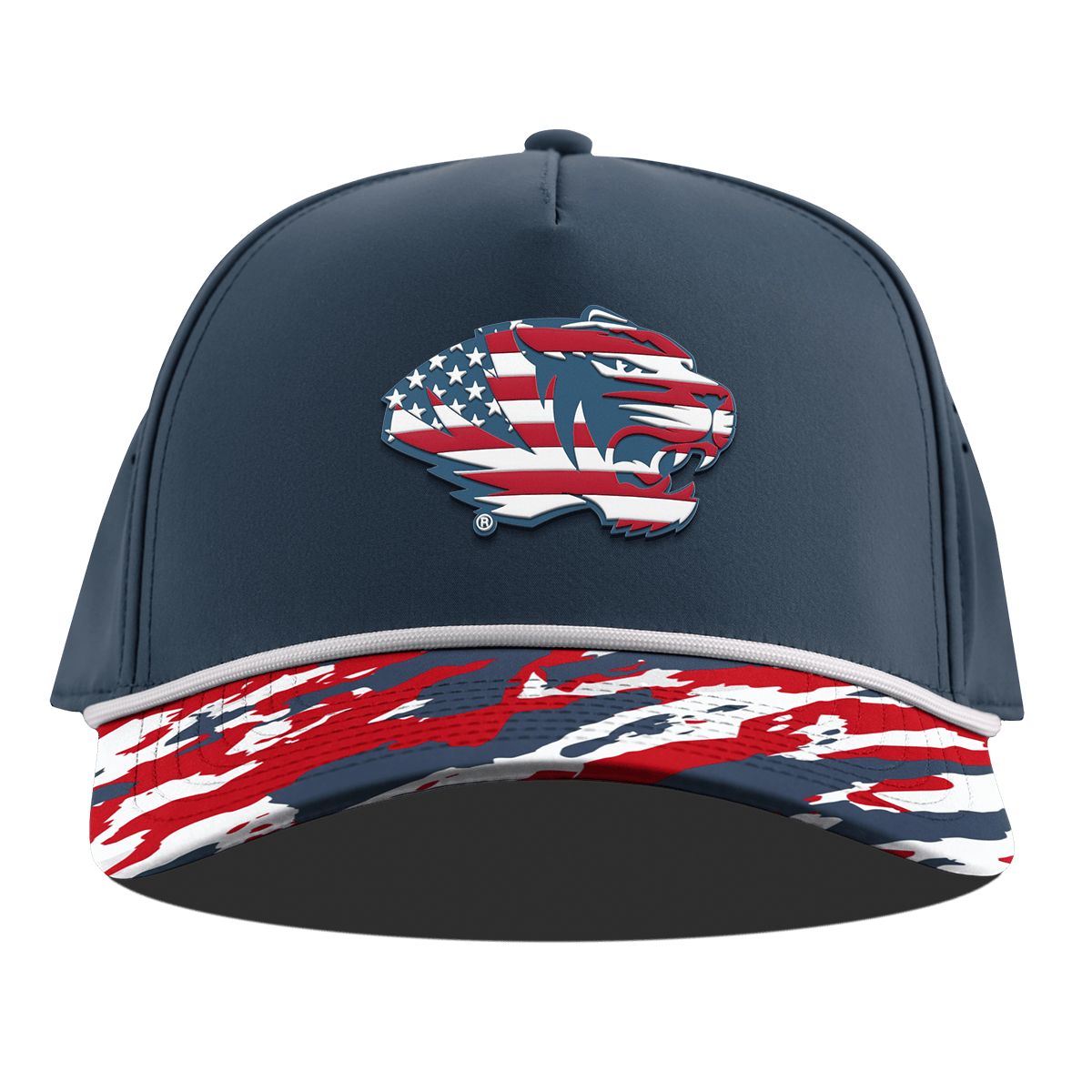 University of Missouri "Missouri Stars & Stripes" Curved 5 Panel Rope Orion/USA Camo + White Rope