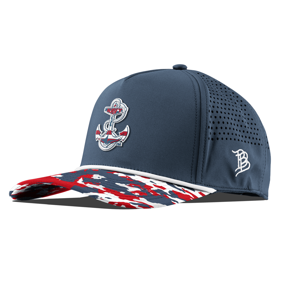 Naval Academy "Navy Stars & Stripes" Curved 5 Panel Rope Orion/USA Camo + White Rope