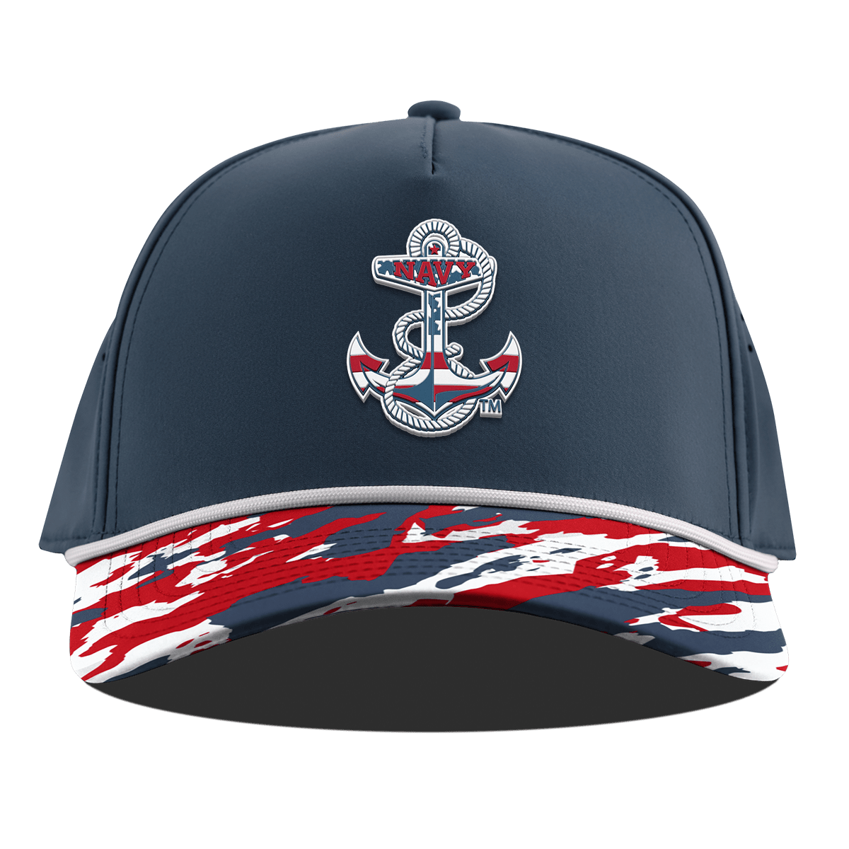 Naval Academy "Navy Stars & Stripes" Curved 5 Panel Rope Orion/USA Camo + White Rope