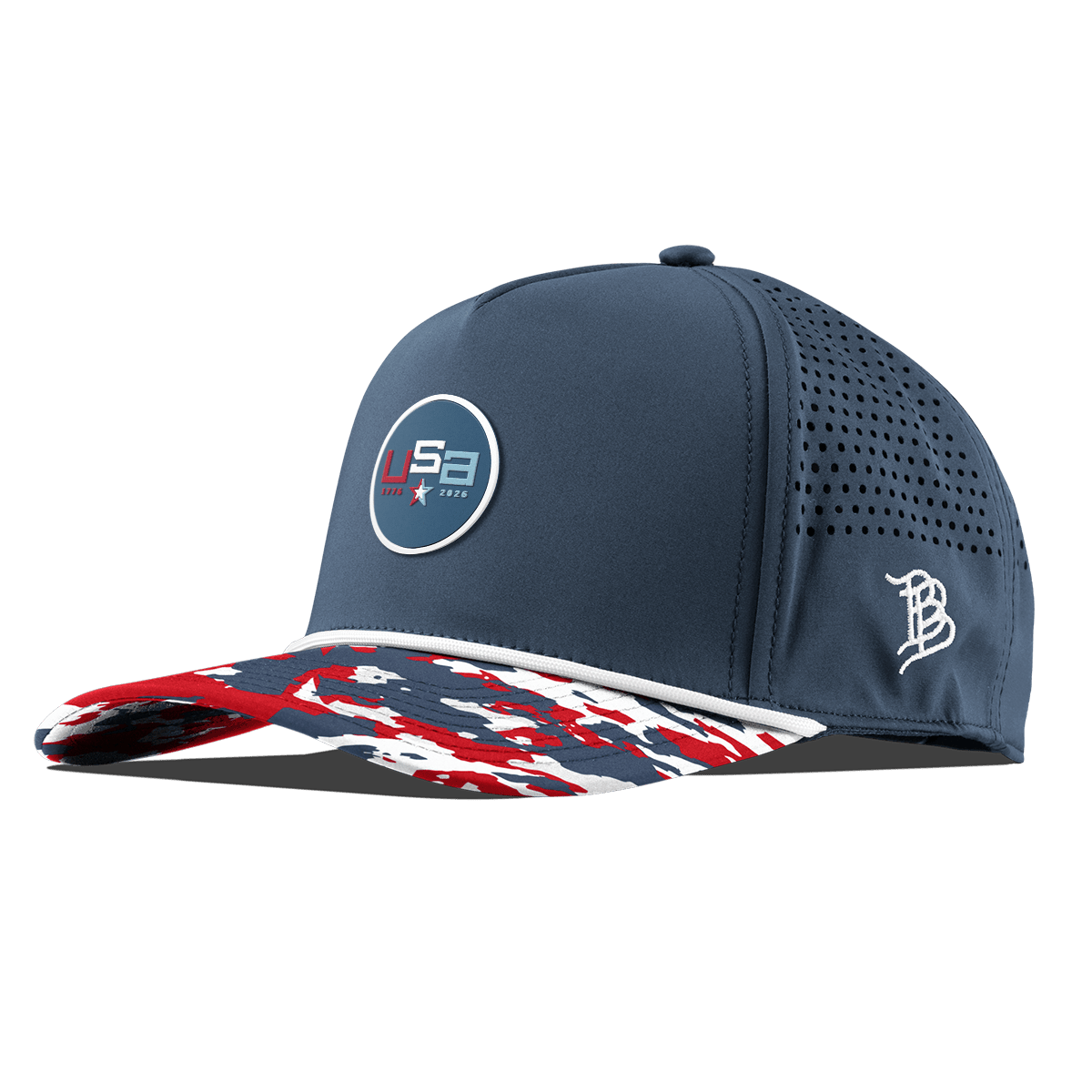 USA 250 Curved 5 Panel Rope Orion/USA Camo + White Rope