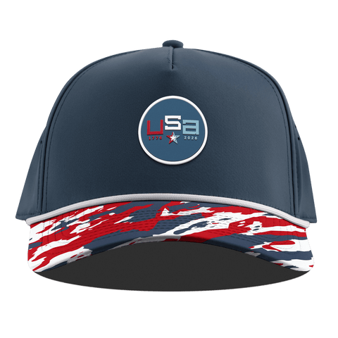USA 250 Curved 5 Panel Rope Orion/USA Camo + White Rope