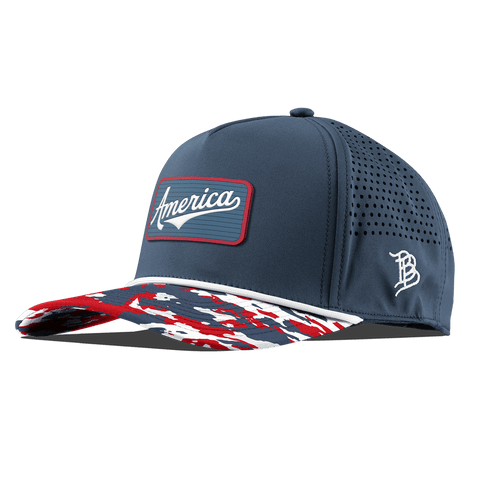 USA America Badge Curved 5 Panel Rope Orion/USA Camo + White Rope