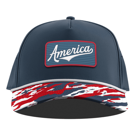 USA America Badge Curved 5 Panel Rope Orion/USA Camo + White Rope