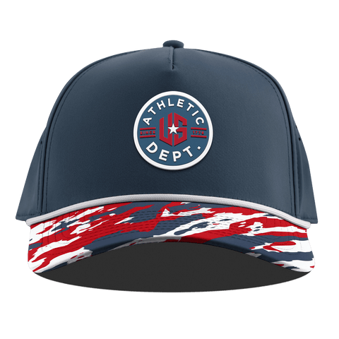 US Athletic Curved 5 Panel Rope Orion/USA Camo + White Rope