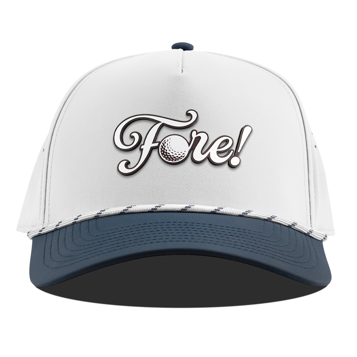 Fore! Script Curved 5 Panel Rope White/Orion