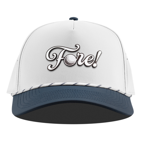Fore! Script Curved 5 Panel Rope White/Orion