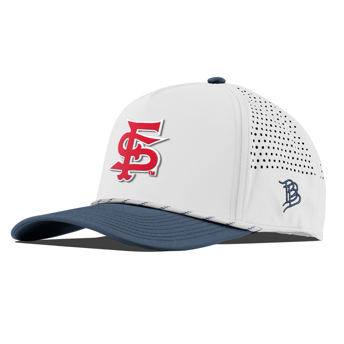 Fresno State University "Fresno State Stacked" Curved 5 Panel Rope White/Orion
