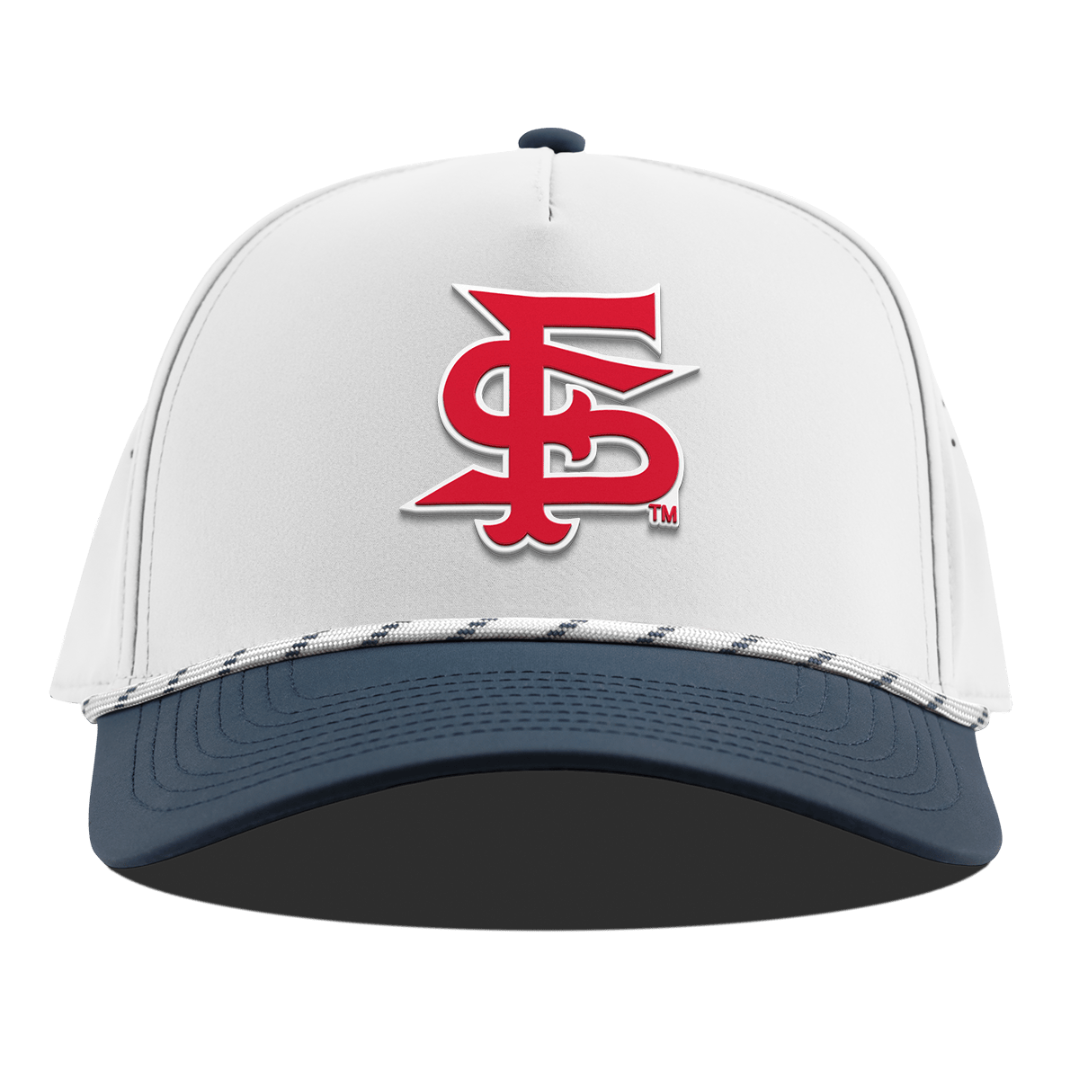 Fresno State University "Fresno State Stacked" Curved 5 Panel Rope White/Orion