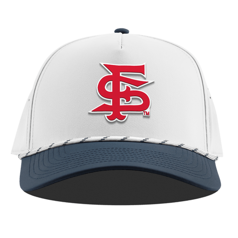 Fresno State University "Fresno State Stacked" Curved 5 Panel Rope White/Orion