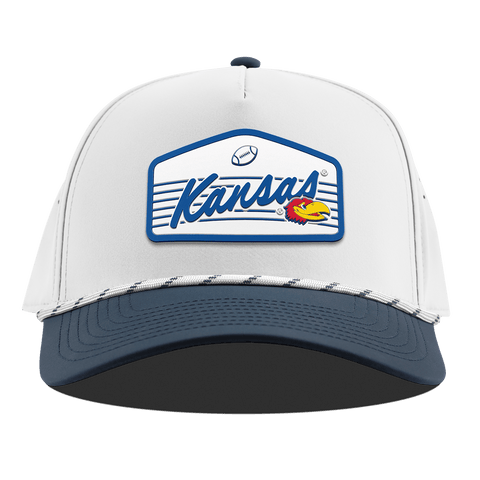 University of Kansas "Jayhawks Football" Curved 5 Panel Rope White/Orion