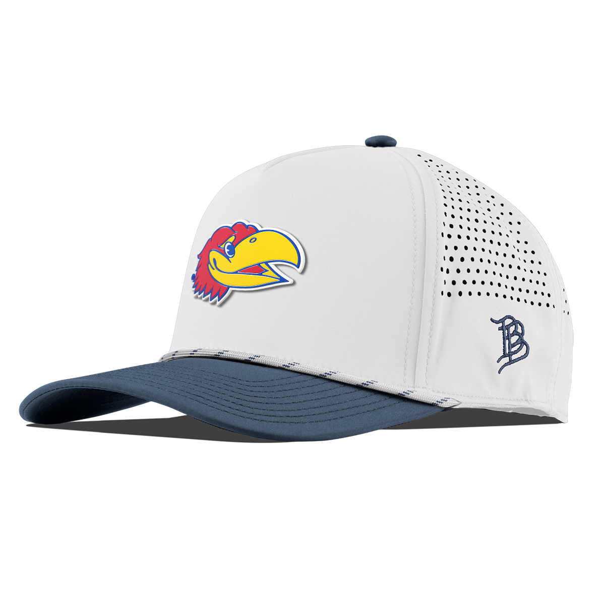 University of Kansas "KU Big Jay" Curved 5 Panel Rope White/Orion