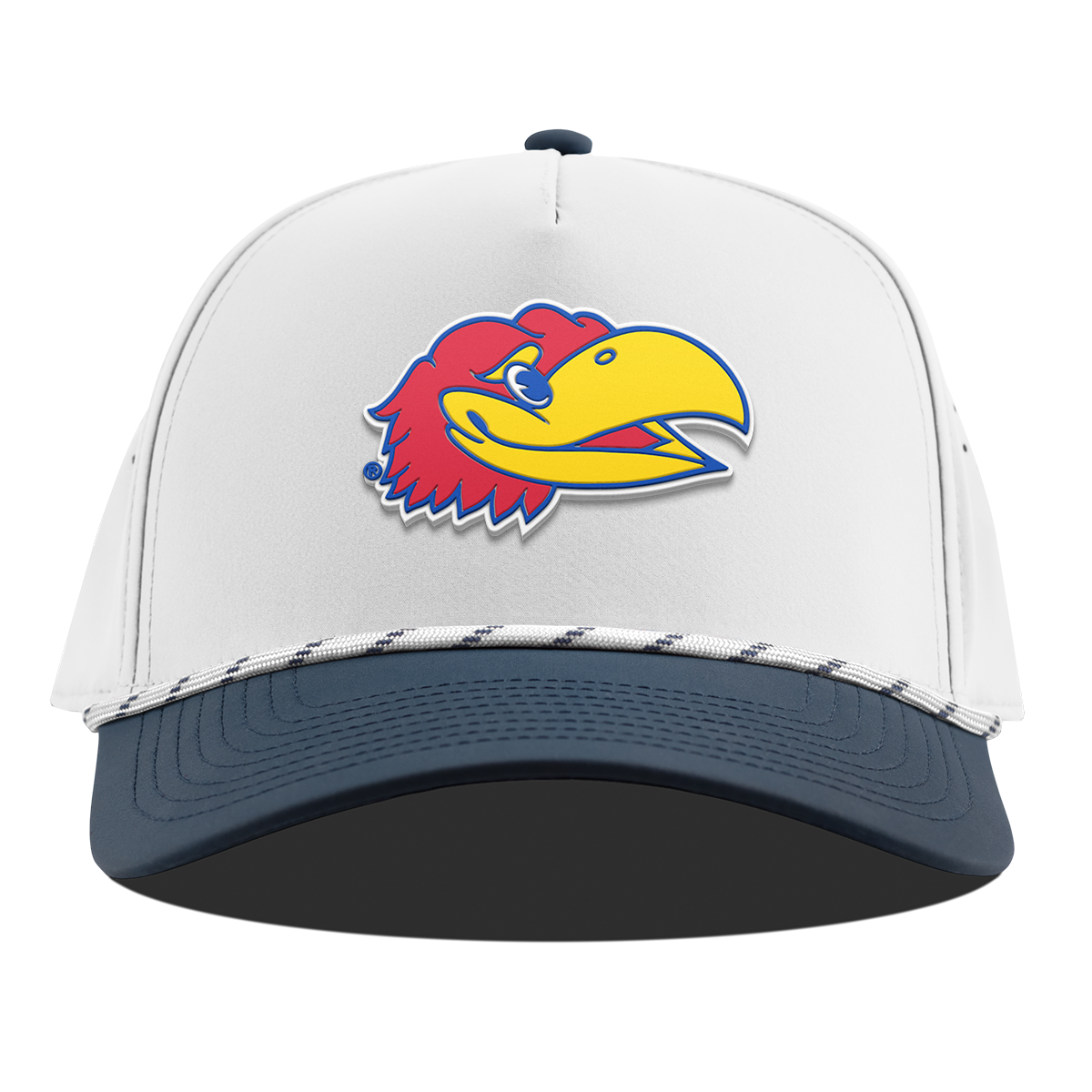University of Kansas "KU Big Jay" Curved 5 Panel Rope White/Orion