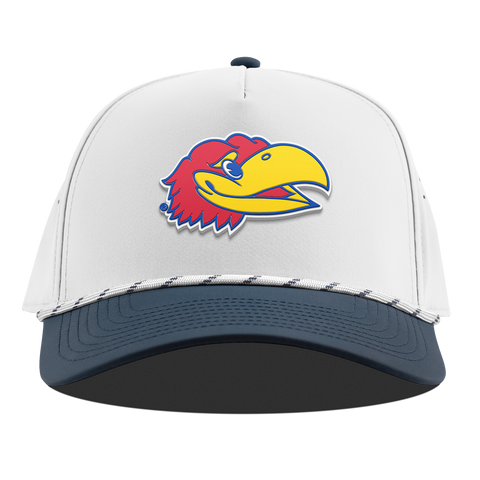 University of Kansas "KU Big Jay" Curved 5 Panel Rope White/Orion