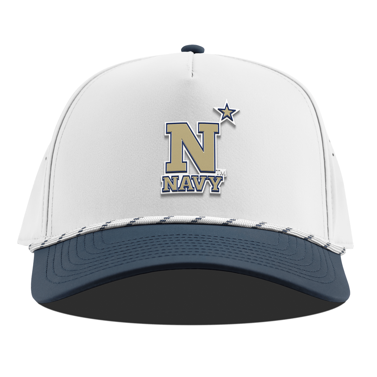 United States Naval Academy "Naval Academy Team Logo Gold" Curved 5 Panel Rope White/Orion