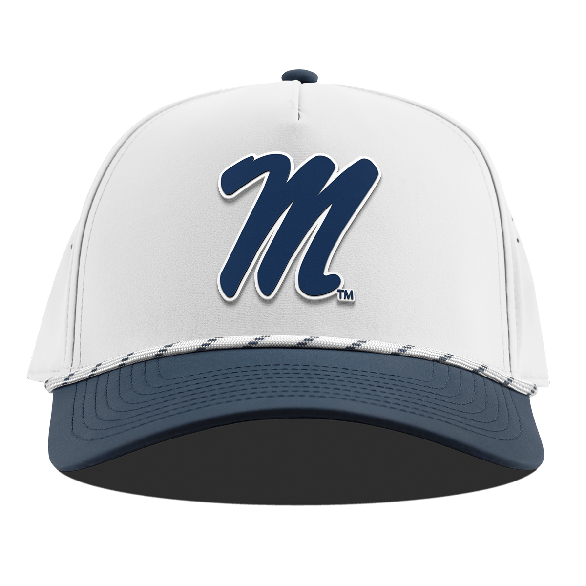University of Mississippi "Ole Miss Block M Navy" Curved 5 Panel Rope White/Orion