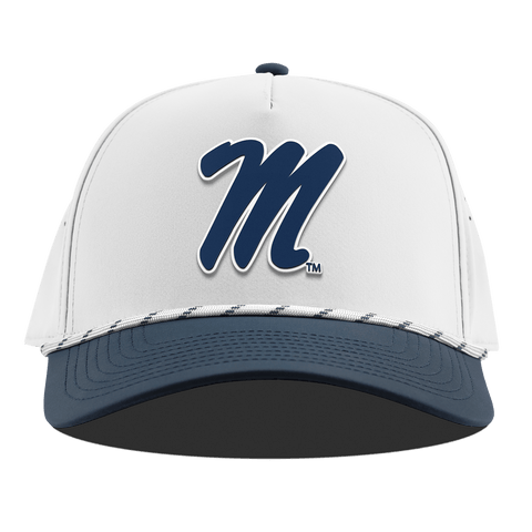 University of Mississippi "Ole Miss Block M Navy" Curved 5 Panel Rope White/Orion