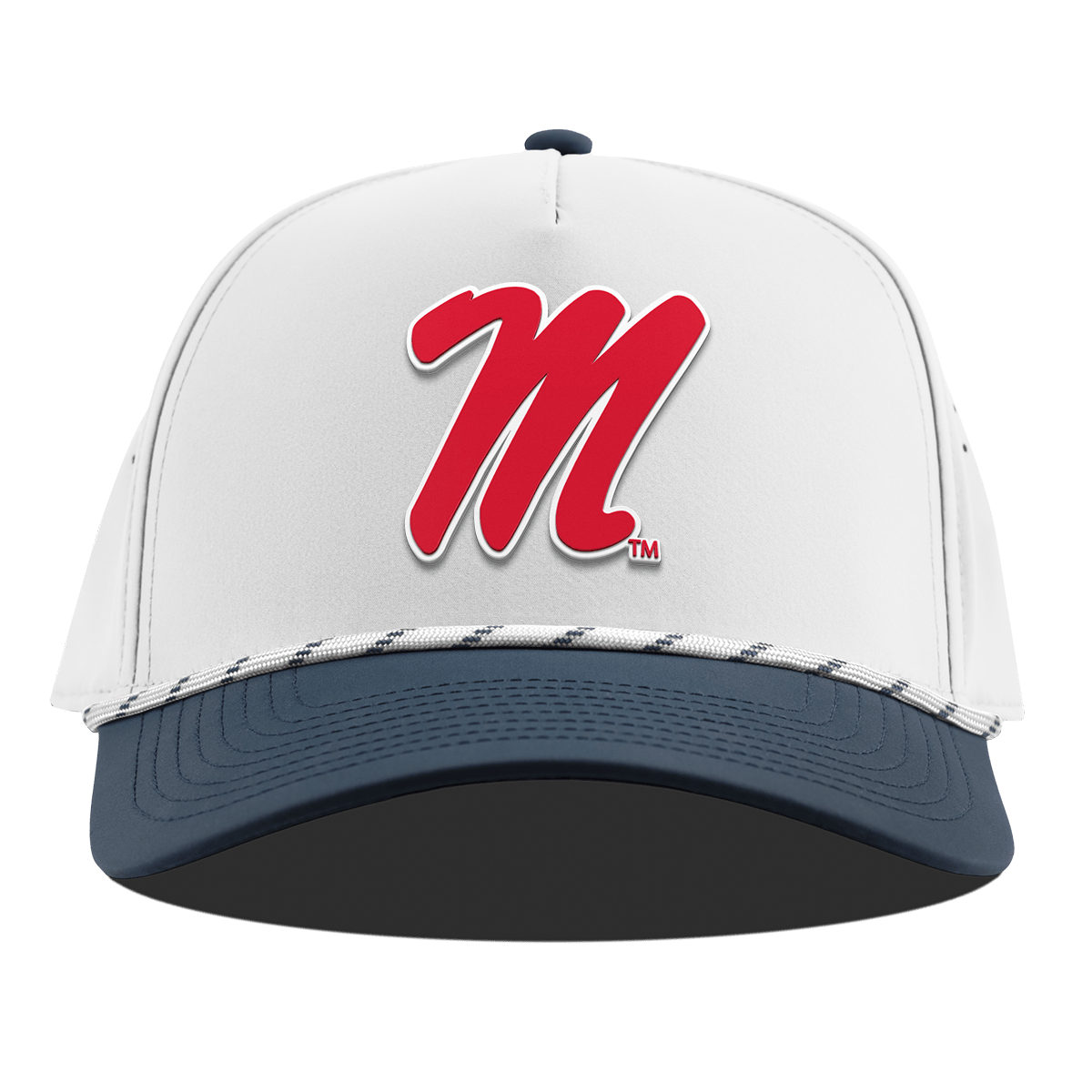 University of Mississippi "Ole Miss Block M Red" Curved 5 Panel Rope White/Orion