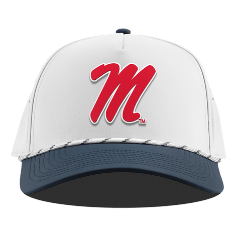 University of Mississippi "Ole Miss Block M Red" Curved 5 Panel Rope White/Orion