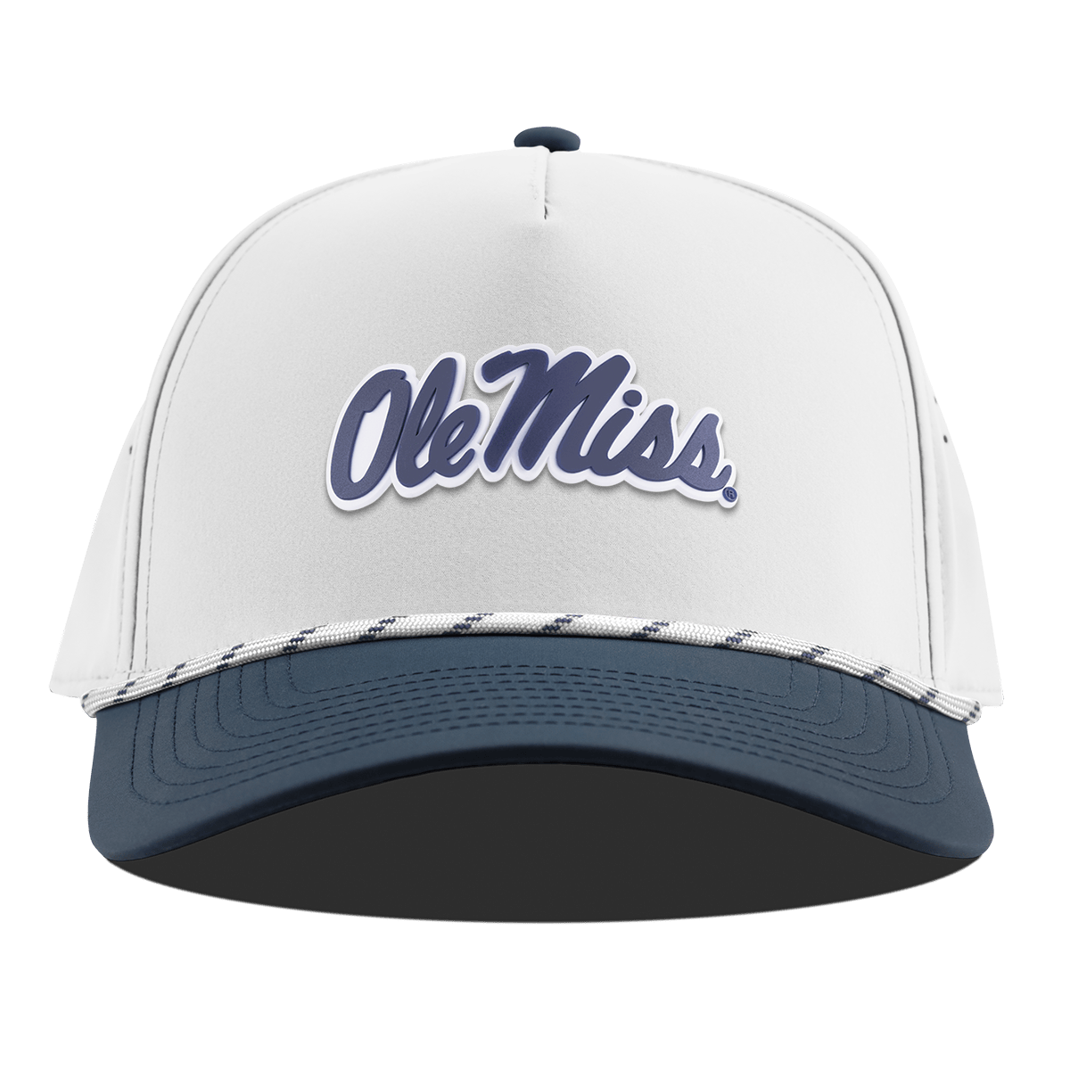 University of Mississippi "Ole Miss Navy Script" Curved 5 Panel Rope White/Orion