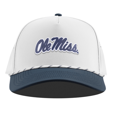 University of Mississippi "Ole Miss Navy Script" Curved 5 Panel Rope White/Orion
