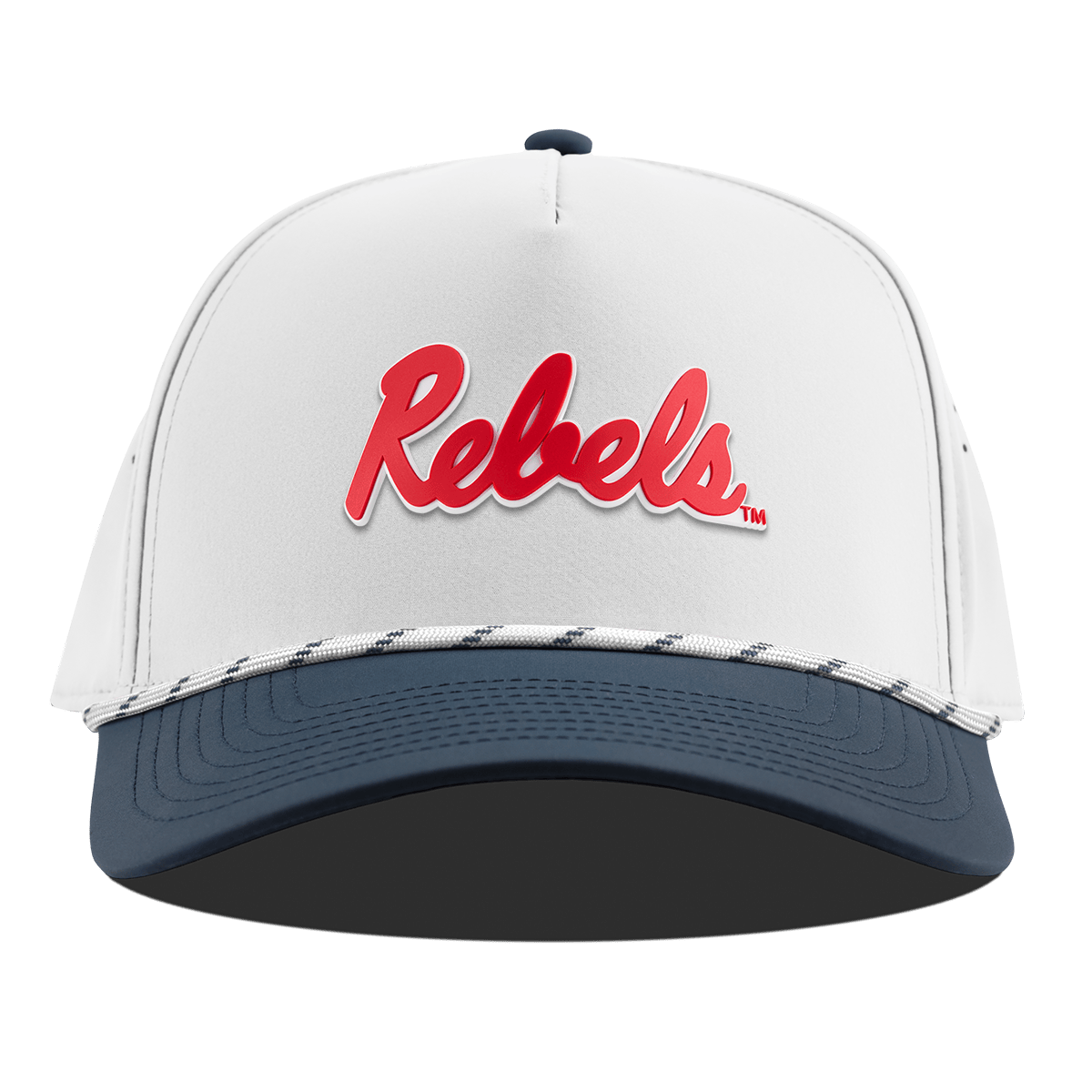 University of Mississippi "Ole Miss Crimson Rebels" Curved 5 Panel Rope White/Orion