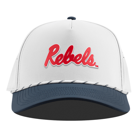 University of Mississippi "Ole Miss Crimson Rebels" Curved 5 Panel Rope White/Orion