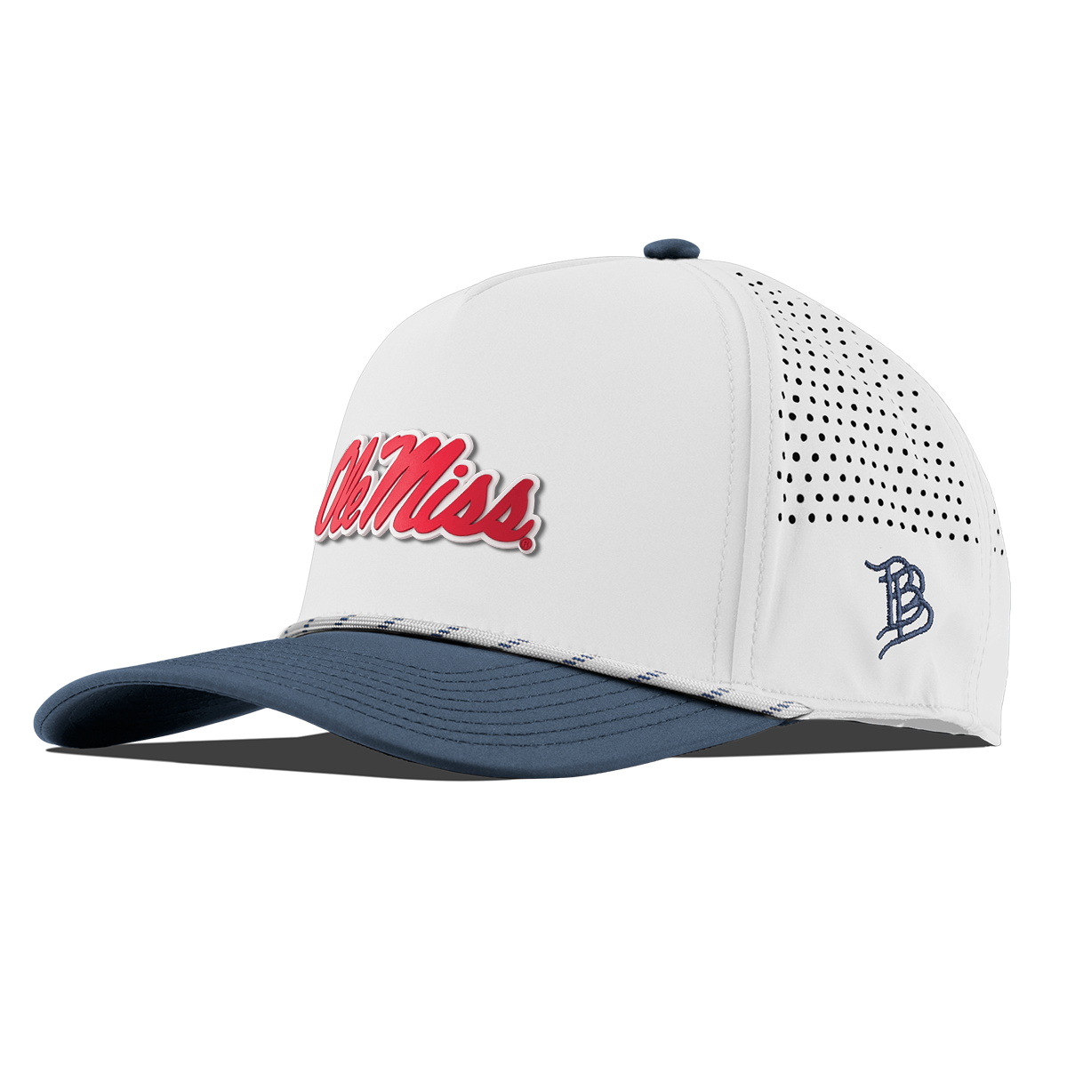 University of Mississippi "Ole Miss Crimson Script" Curved 5 Panel Rope White/Orion