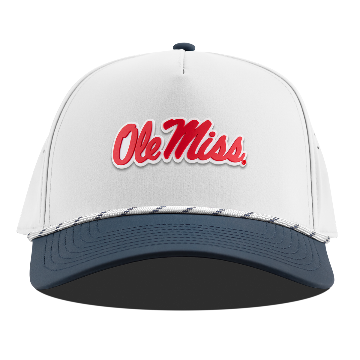 University of Mississippi "Ole Miss Crimson Script" Curved 5 Panel Rope White/Orion