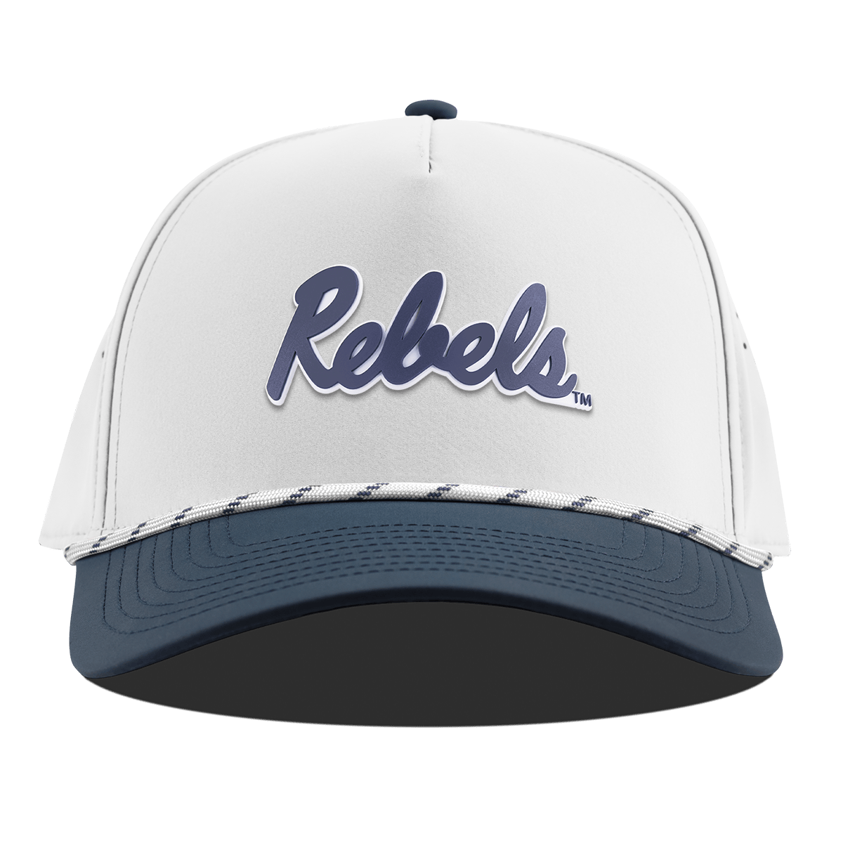 University of Mississippi "Ole Miss Navy Rebels" Curved 5 Panel Rope White/Orion